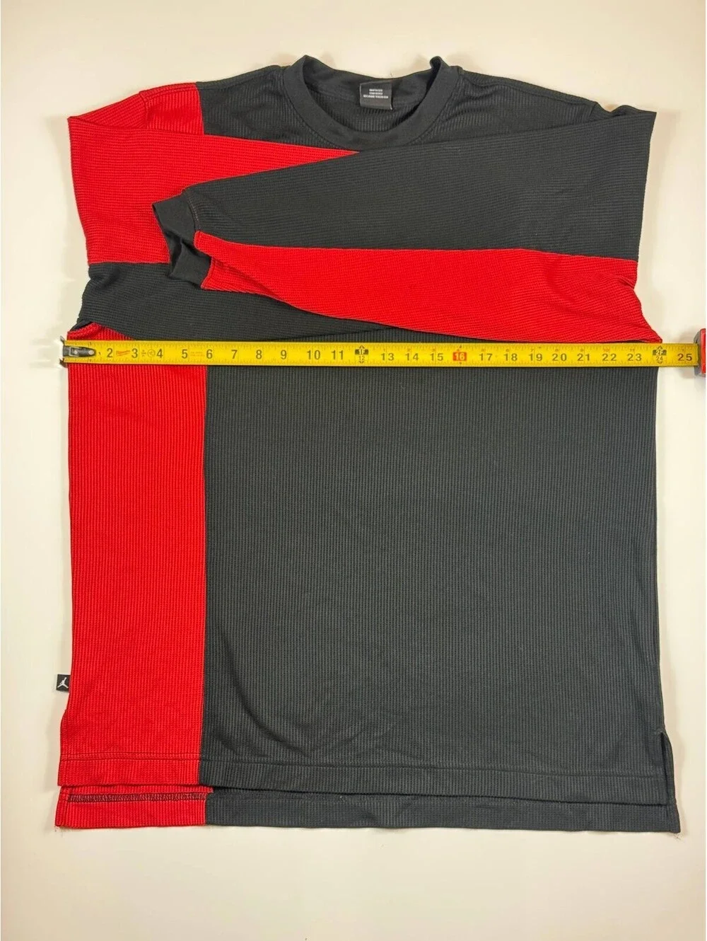 Jordan 20 05 Thermal Shirt Mens Large Black Red Waffle Knit Long Sleeve